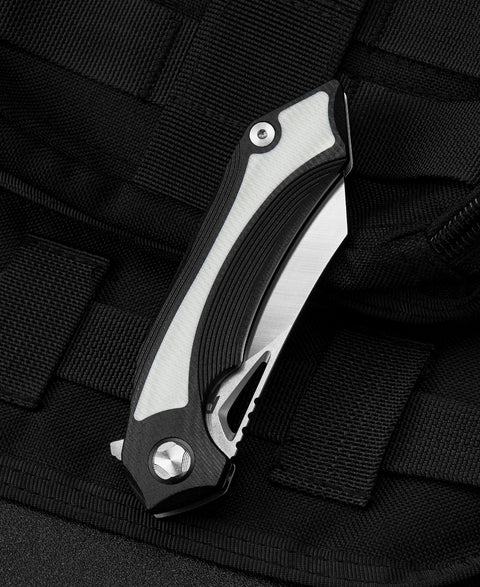 BESTECH KASTA Black and white G10 Handle: 3.47" 154CM Blade BG45A