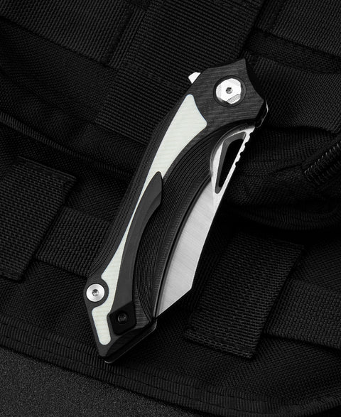 BESTECH KASTA Black and white G10 Handle: 3.47" 154CM Blade BG45A