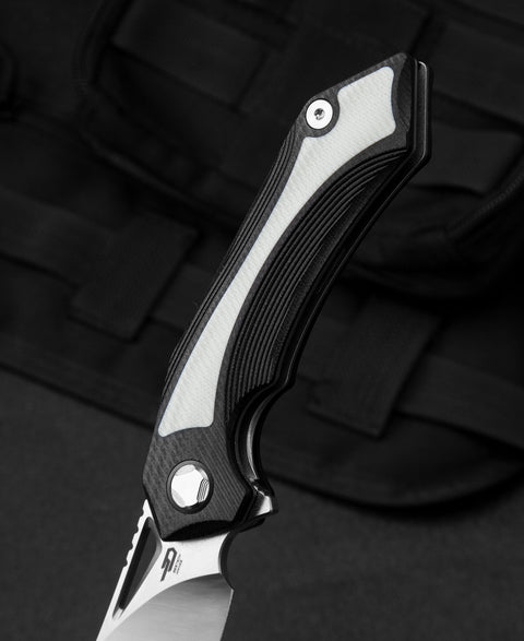 BESTECH KASTA Black and white G10 Handle: 3.47" 154CM Blade BG45A