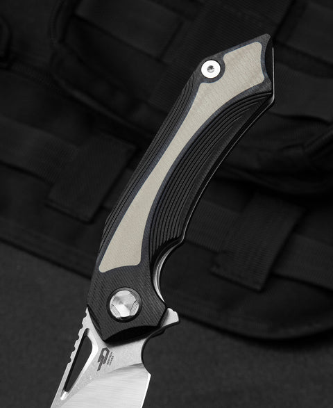 BESTECH KASTA Black and beigeG10  Handle: 3.47" 154CM Blade BG45B