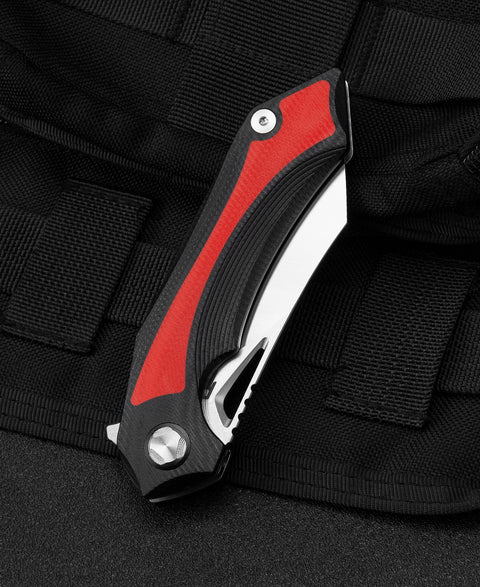 BESTECH KASTA Black and red G10 Handle: 3.47" 154CM Blade BG45C