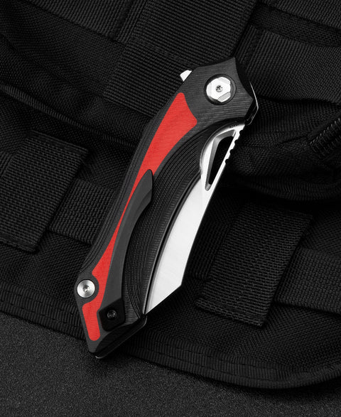 BESTECH KASTA Black and red G10 Handle: 3.47" 154CM Blade BG45C