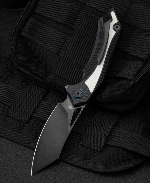 BESTECH KASTA Black and white G10 Handle: 3.47" 154CM Blade BG45D