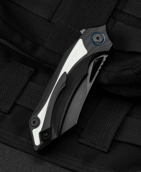 BESTECH KASTA Black and white G10 Handle: 3.47" 154CM Blade BG45D