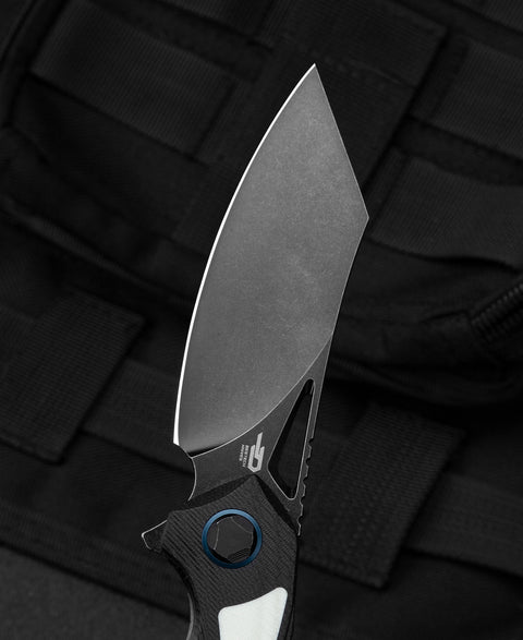 BESTECH KASTA Black and white G10 Handle: 3.47" 154CM Blade BG45D