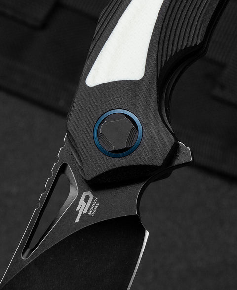 BESTECH KASTA Black and white G10 Handle: 3.47" 154CM Blade BG45D