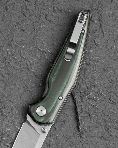 BESTECH SNAKEBIRD BG58A Green Micarta Handle 3.54" 14C28N Blade