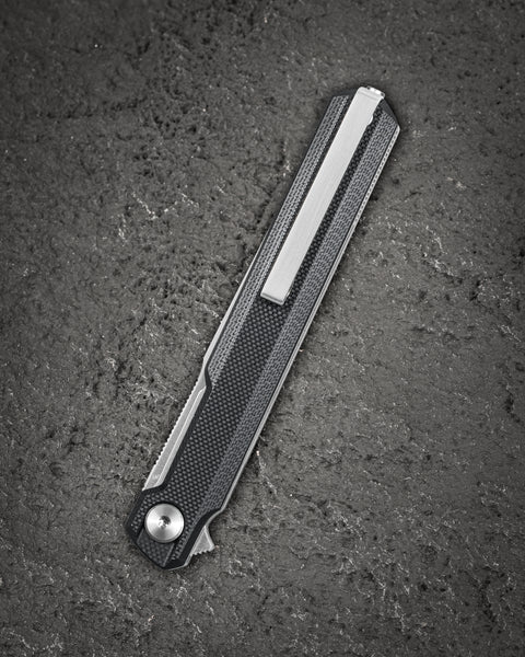 BESTECH DUOZ BG65A Black G10 Handle: 3.34" 14C28N Blade, Liner Lock, Flipper