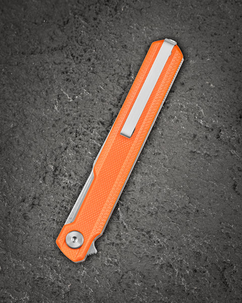 BESTECH DUOZ BG65B Orange G10 Handle: 3.34" 14C28N Blade, Liner Lock, Flipper