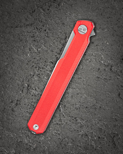 BESTECH DUOZ BG65C Red G10 Handle: 3.34" 14C28N Blade, Liner Lock, Flipper