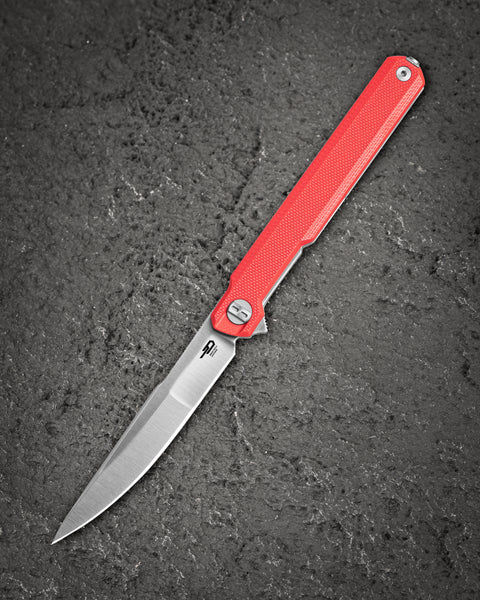 BESTECH DUOZ BG65C Red G10 Handle: 3.34" 14C28N Blade, Liner Lock, Flipper