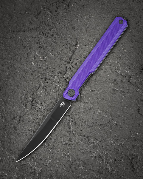 BESTECH DUOZ BG65E Purple G10 Handle: 3.34" 14C28N Blade, Liner Lock, Flipper