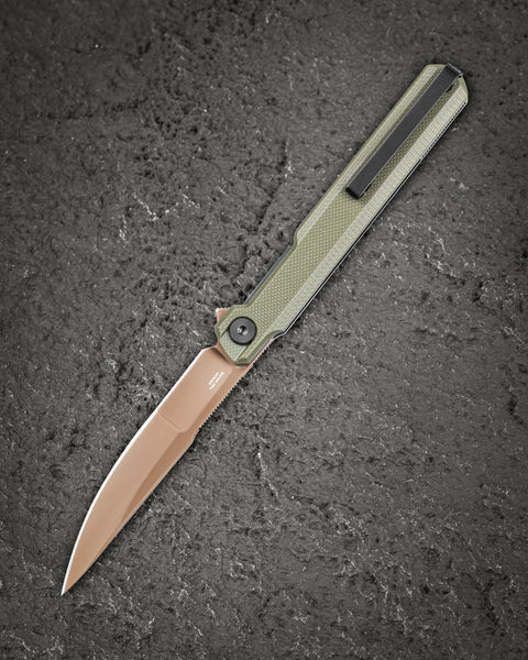 BESTECH DUOZ BG65F OD Green G10 Handle: 3.34" 14C28N Blade, Liner Lock, Flipper
