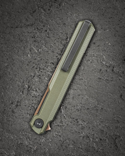 BESTECH DUOZ BG65F OD Green G10 Handle: 3.34" 14C28N Blade, Liner Lock, Flipper