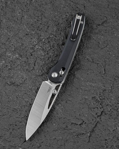 BESTECH COBBER BG68A Black G10 Handle: 3.37" 14C28N Blade, Bar Lock, Thumb Hole, Thumb Studs