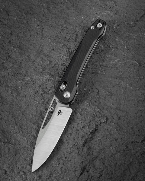 BESTECH COBBER BG68A Black G10 Handle: 3.37" 14C28N Blade, Bar Lock, Thumb Hole, Thumb Studs