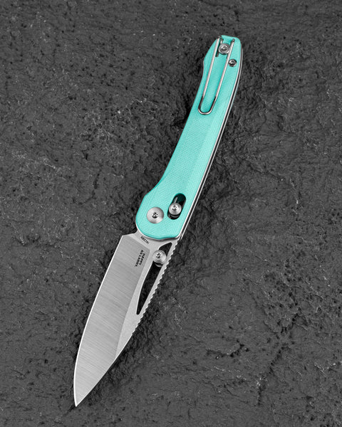 BESTECH COBBER BG68B Light Blue G10 Handle: 3.37" 14C28N Blade, Bar Lock, Thumb Hole, Thumb Studs