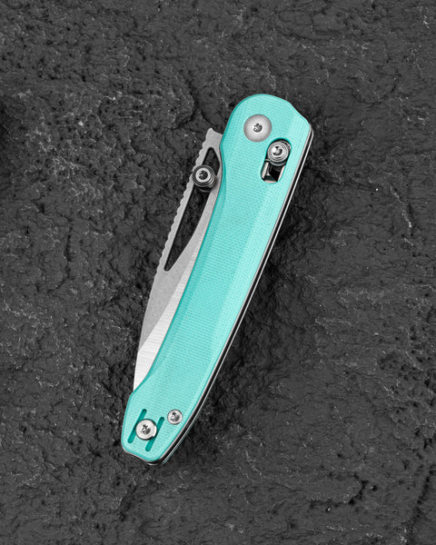 BESTECH COBBER BG68B Light Blue G10 Handle: 3.37" 14C28N Blade, Bar Lock, Thumb Hole, Thumb Studs