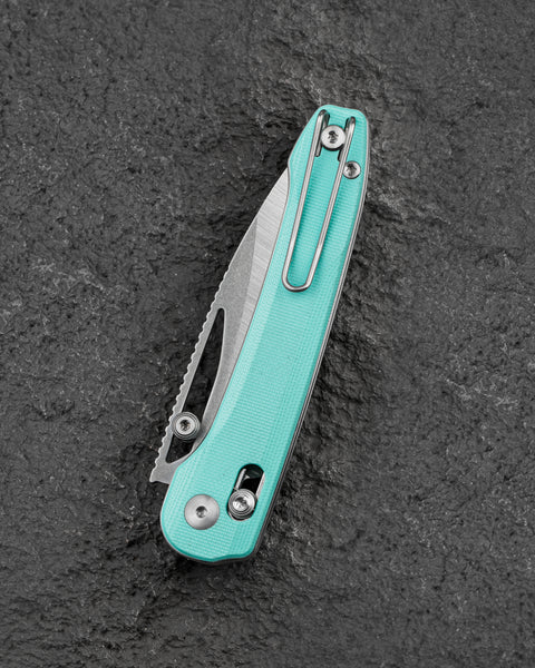 BESTECH COBBER BG68B Light Blue G10 Handle: 3.37" 14C28N Blade, Bar Lock, Thumb Hole, Thumb Studs