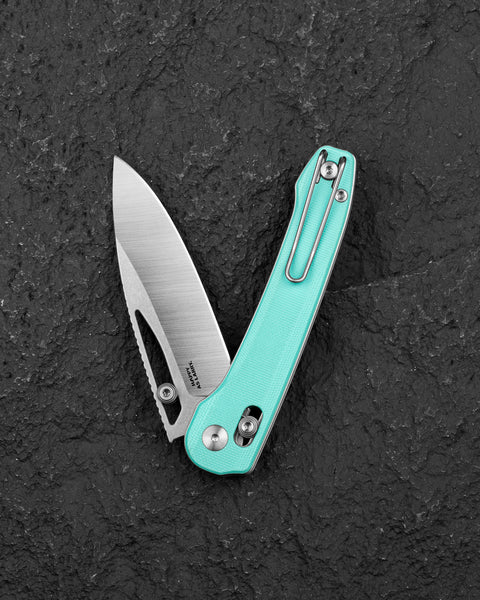 BESTECH COBBER BG68B Light Blue G10 Handle: 3.37" 14C28N Blade, Bar Lock, Thumb Hole, Thumb Studs