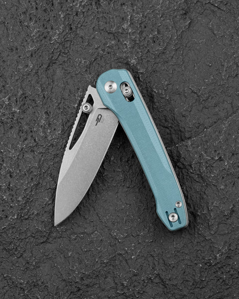 BESTECH COBBER BG68C Misty Blue G10 Handle: 3.37" 14C28N Blade, Bar Lock, Thumb Hole, Thumb Studs