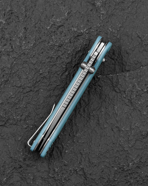 BESTECH COBBER BG68C Misty Blue G10 Handle: 3.37" 14C28N Blade, Bar Lock, Thumb Hole, Thumb Studs