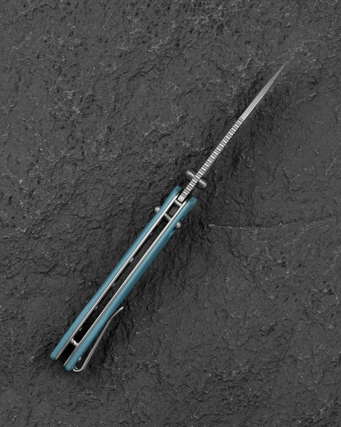 BESTECH COBBER BG68C Misty Blue G10 Handle: 3.37" 14C28N Blade, Bar Lock, Thumb Hole, Thumb Studs