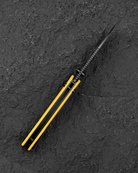 BESTECH COBBER BG68E Yellow G10 Handle: 3.37" 14C28N Blade, Bar Lock, Thumb Hole, Thumb Studs