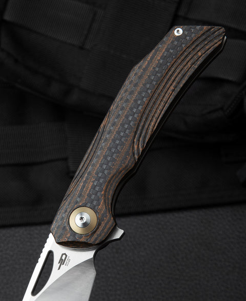 BESTECH FALKO BL01D Interlayer with Carbon Fiber and G10 Handle 3.54" 154CM Blade