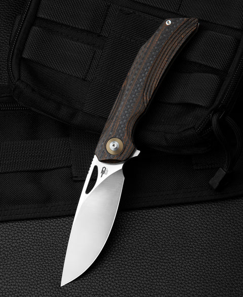 BESTECH FALKO BL01D Interlayer with Carbon Fiber and G10 Handle 3.54" 154CM Blade