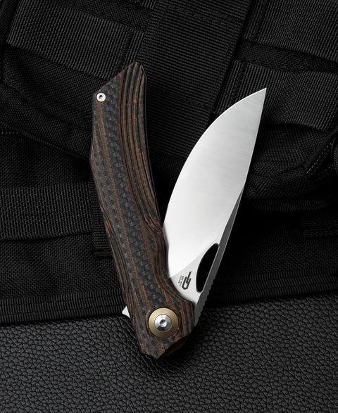 BESTECH FALKO BL01D Interlayer with Carbon Fiber and G10 Handle 3.54" 154CM Blade