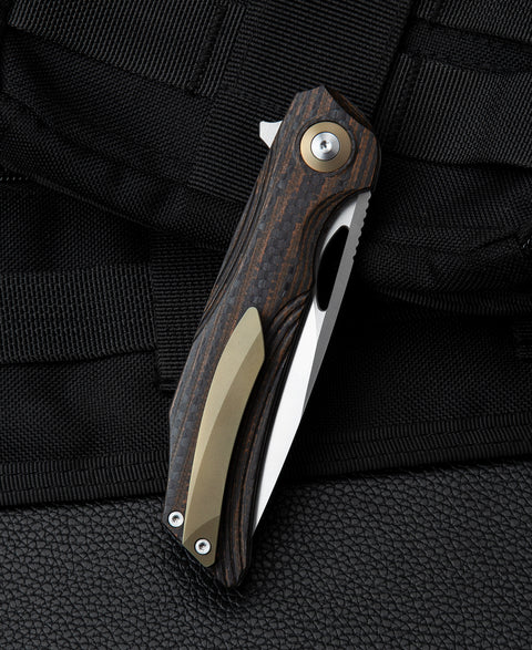 BESTECH FALKO BL01D Interlayer with Carbon Fiber and G10 Handle 3.54" 154CM Blade