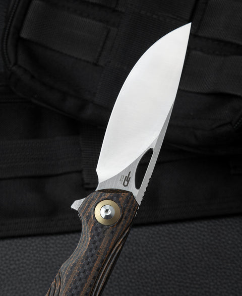 BESTECH FALKO BL01D Interlayer with Carbon Fiber and G10 Handle 3.54" 154CM Blade