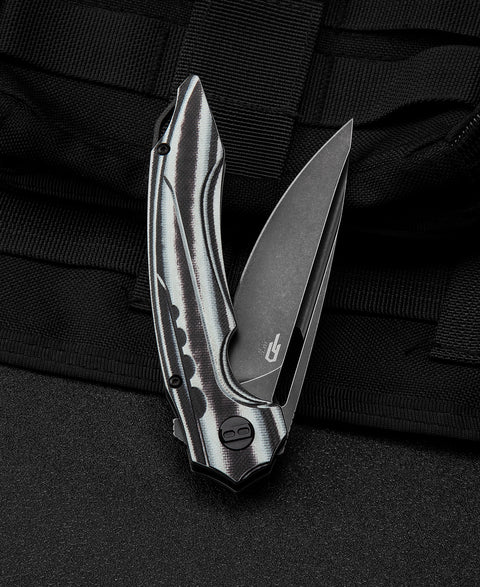 BESTECH ORNETTA Interlayer with Carbon Fiber and G10 Handle: 3.54" N690 Blade BL02D