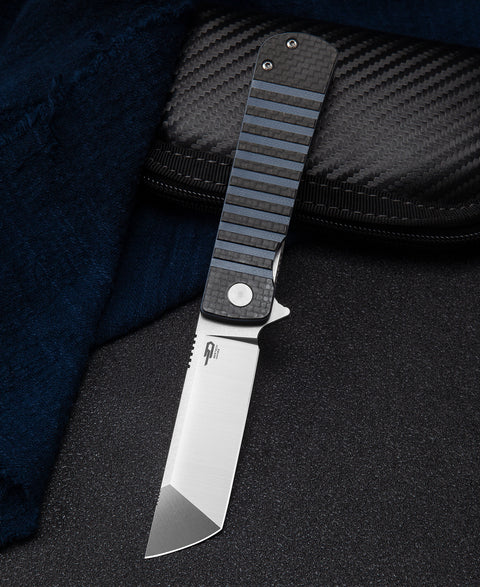 BESTECH TITAN Interlayer with Carbon Fiber and G10 Handle: 2.96" 154CM Blade BL04B