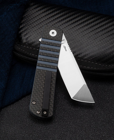 BESTECH TITAN Interlayer with Carbon Fiber and G10 Handle: 2.96" 154CM Blade BL04B