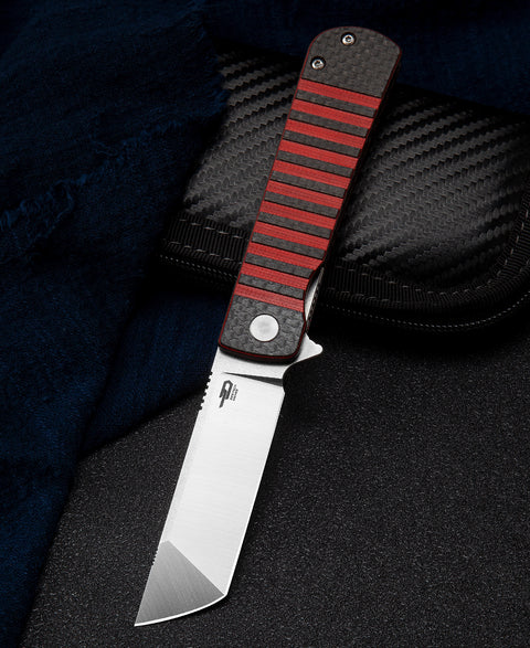 BESTECH TITAN Interlayer with Carbon Fiber and G10 Handle: 2.96" 154CM Blade BL04D