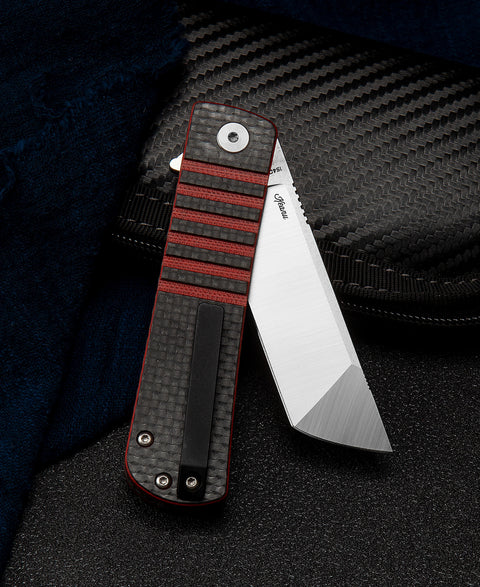 BESTECH TITAN Interlayer with Carbon Fiber and G10 Handle: 2.96" 154CM Blade BL04D