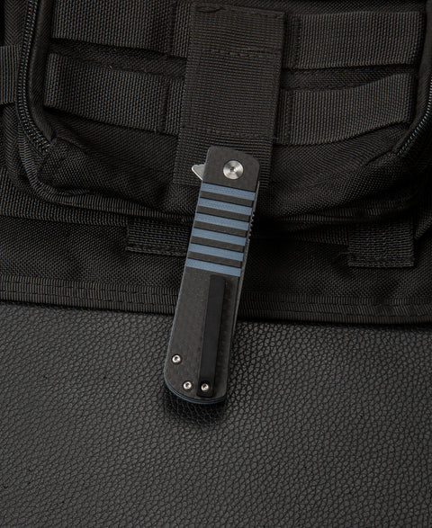 BESTECH TITAN Interlayer with Carbon Fiber and G10 Handle: 2.96" Damascus Blade BL05A