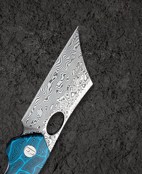 BESTECH SKIRMISH Damascus G10 Handle: 3.23" Damascus Blade BL07B
