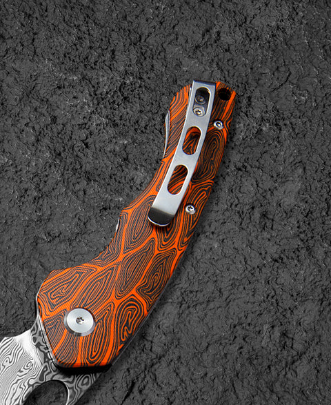 BESTECH SKIRMISH Damascus G10 Handle: 3.23" Damascus Blade BL07D