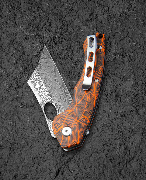 BESTECH SKIRMISH Damascus G10 Handle: 3.23" Damascus Blade BL07D