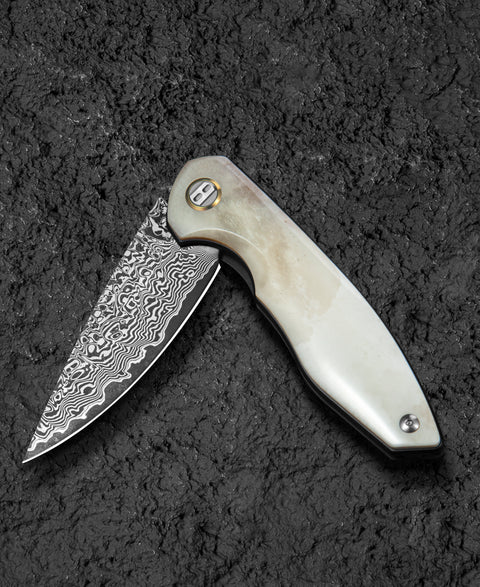 BESTECH BAMBI BL08A 3.11" Damascus Steel Blade Ox Bone Handle