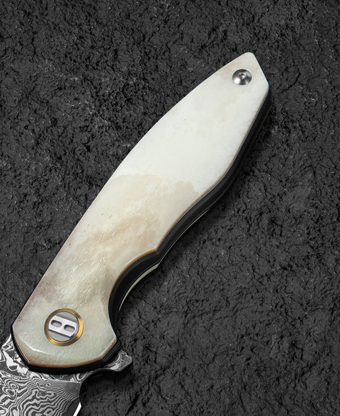 BESTECH BAMBI BL08A 3.11" Damascus Steel Blade Ox Bone Handle