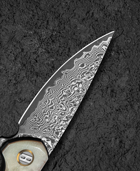 BESTECH BAMBI BL08A 3.11" Damascus Steel Blade Ox Bone Handle