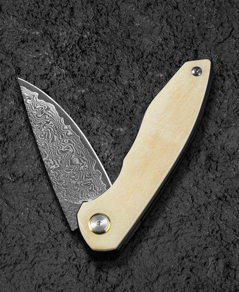 BESTECH BAMBI BL08B 3.11" Damascus Steel Blade Ox Bone Handle