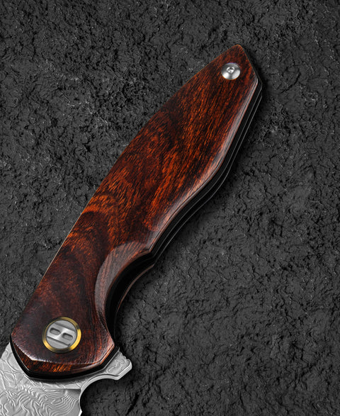 BESTECH BAMBI BL08F 3.11" Damascus Steel Blade Iron Wood Handle