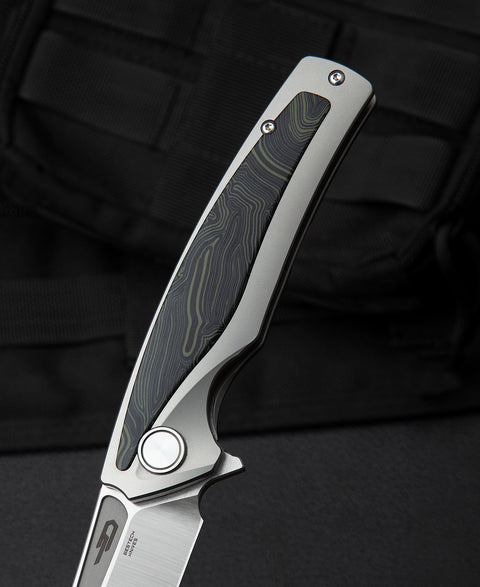BESTECH PREDATOR BT1706F 3.54" CPM-S35VN Blade Titanium+Black Green G10 onlayed Handle