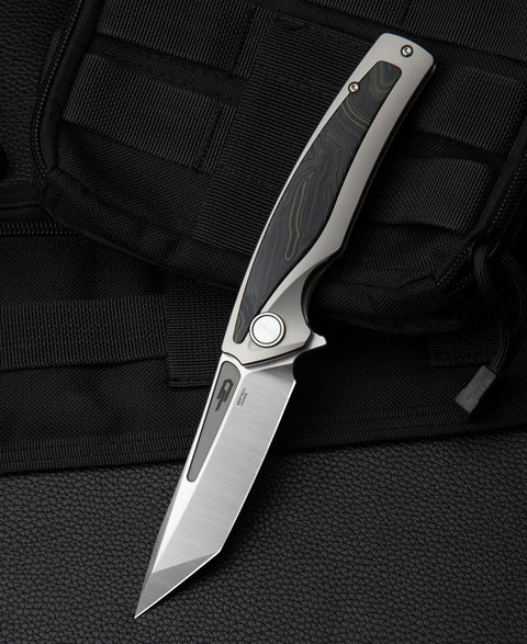 BESTECH PREDATOR BT1706F 3.54" CPM-S35VN Blade Titanium+Black Green G10 onlayed Handle
