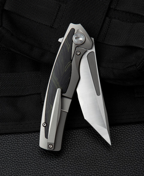 BESTECH PREDATOR BT1706F 3.54" CPM-S35VN Blade Titanium+Black Green G10 onlayed Handle